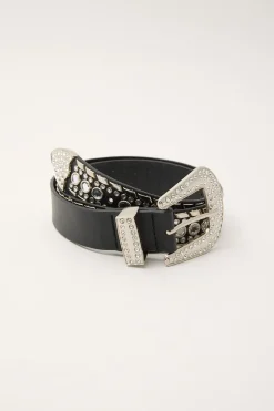 Solder Studded Rhinestone Belt Black