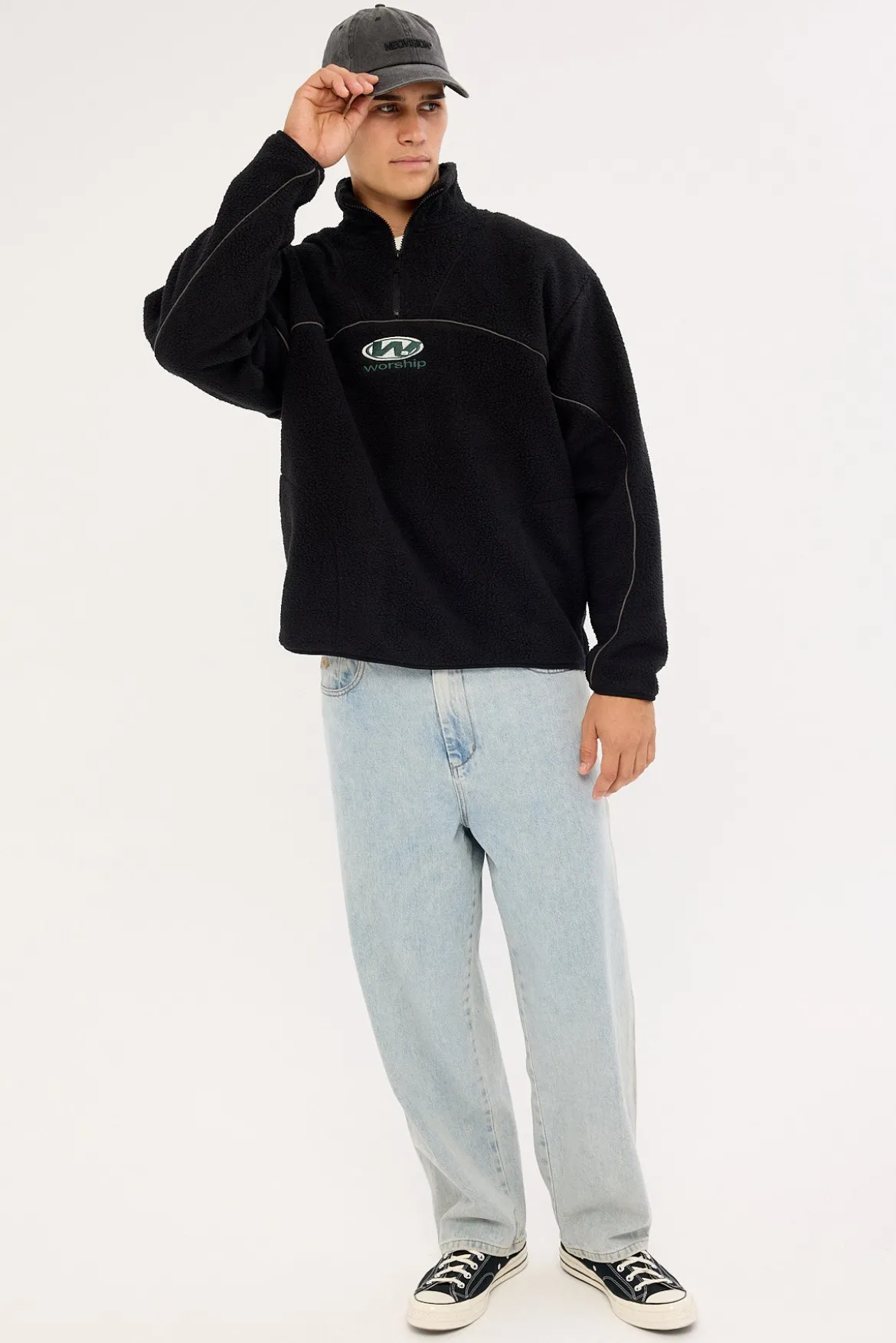 Sonic Quarter Zip Sherpa Fleece Black