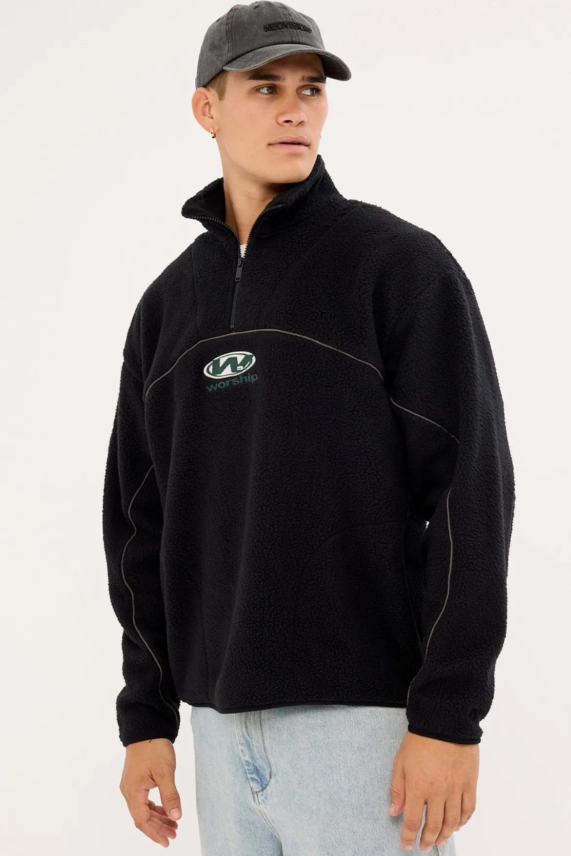 Sonic Quarter Zip Sherpa Fleece Black