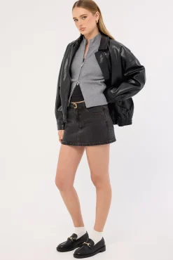 Sophie Denim Mini Skirt Black Bull