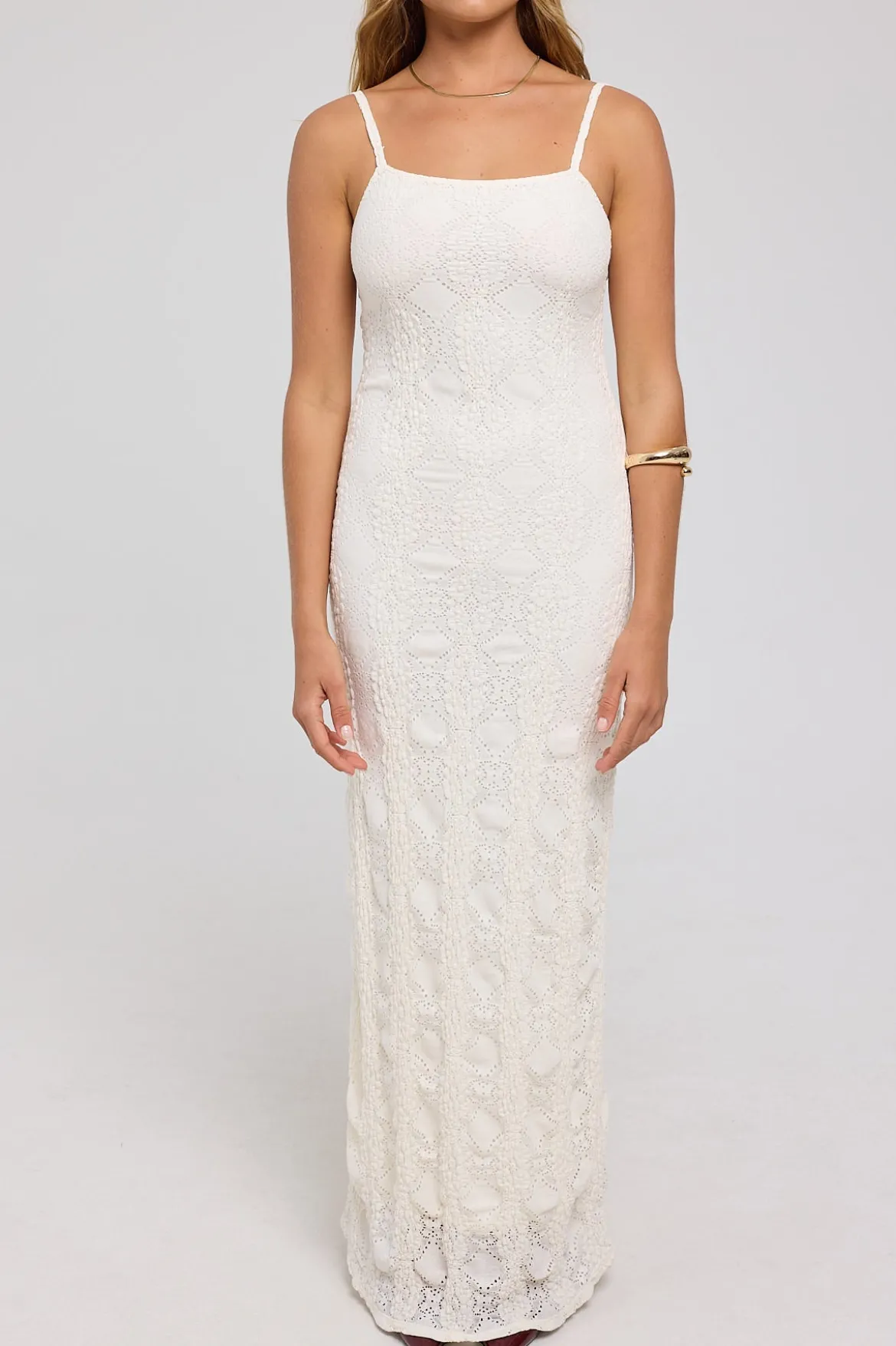 Soraka Lace Up Back Midi Dress White