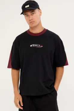 Spectral Panel Box Fit Oversize Cropped Tee Black