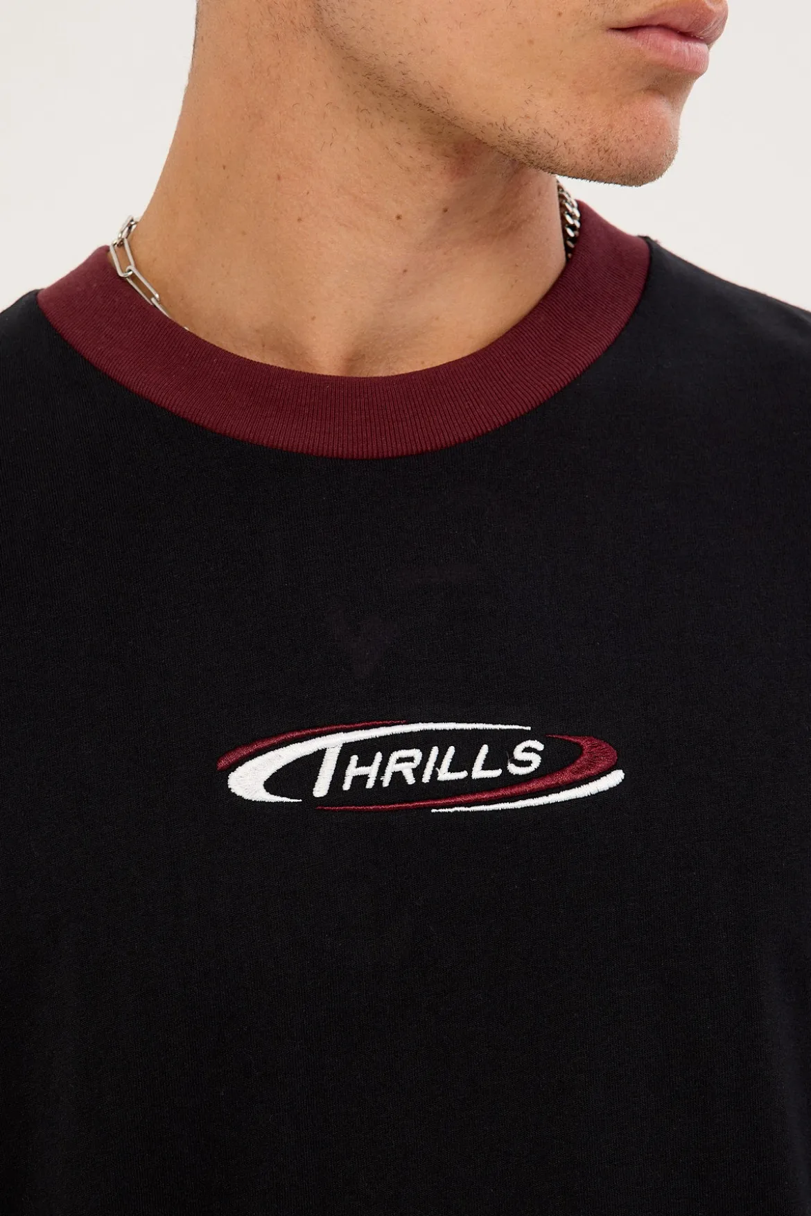 Spectral Panel Box Fit Oversize Cropped Tee Black