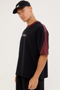Spectral Panel Box Fit Oversize Cropped Tee Black