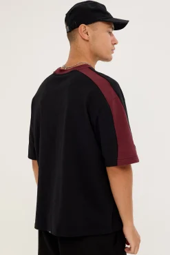 Spectral Panel Box Fit Oversize Cropped Tee Black