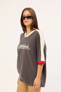 Speed Kills V-Neck Oversized Tee Merch Black