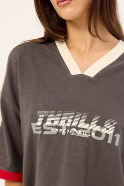 Speed Kills V-Neck Oversized Tee Merch Black