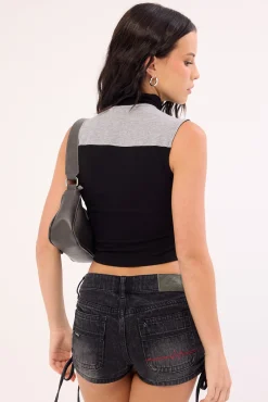 Speed Zip Through Tank Black/Grey