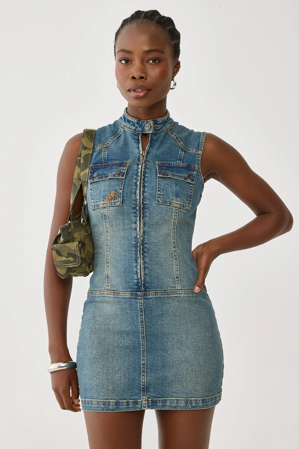 Speedy Denim Mini Dress Dirty Mid Blue