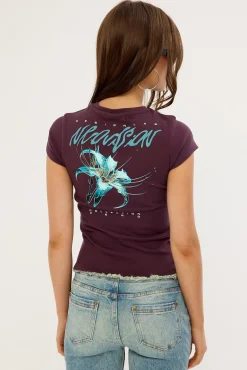 Spider Lily Baby Tee Burgundy