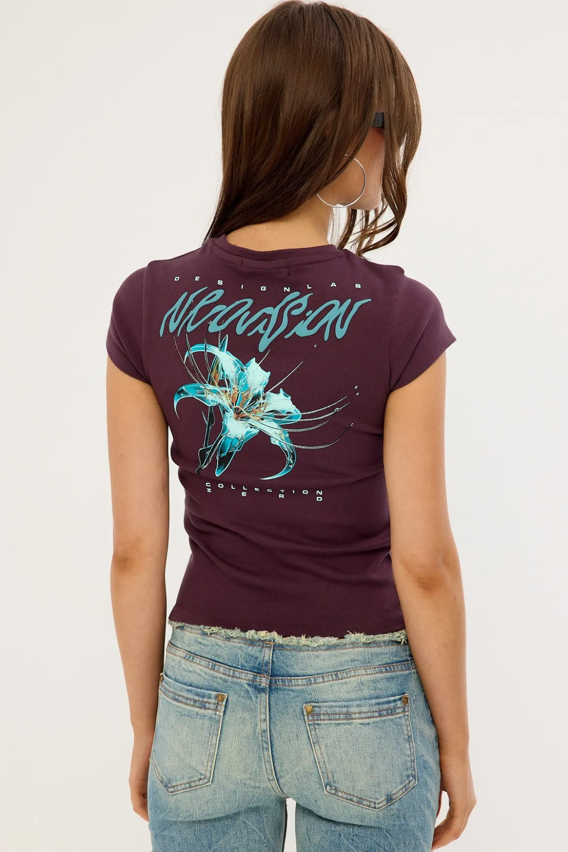 Spider Lily Baby Tee Burgundy