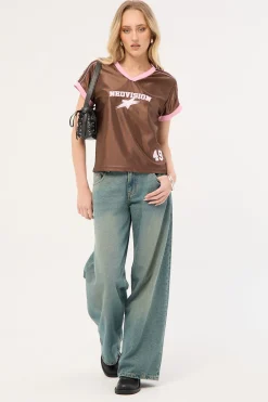 Spirit V Neck Jersey Relaxed Tee Brown