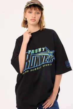 Sports Star Tee Black Aqua
