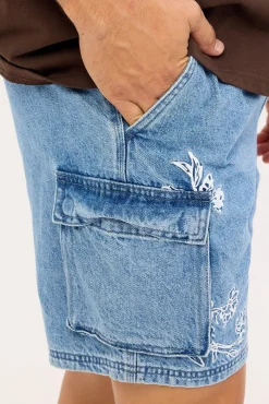 Sprig Relaxed Cargo Short Ocean Blue Denim