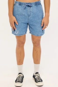 Sprig Relaxed Cargo Short Ocean Blue Denim