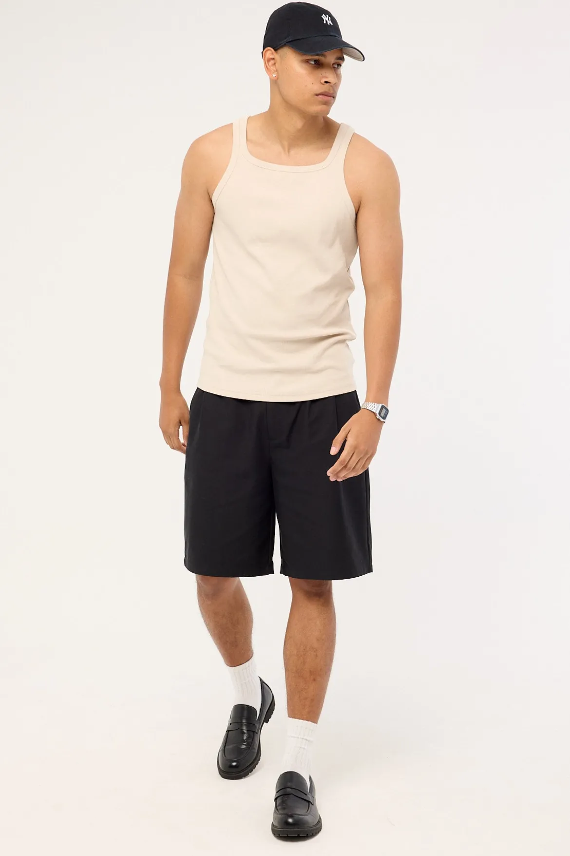 Square Neck Singlet Tank Sand