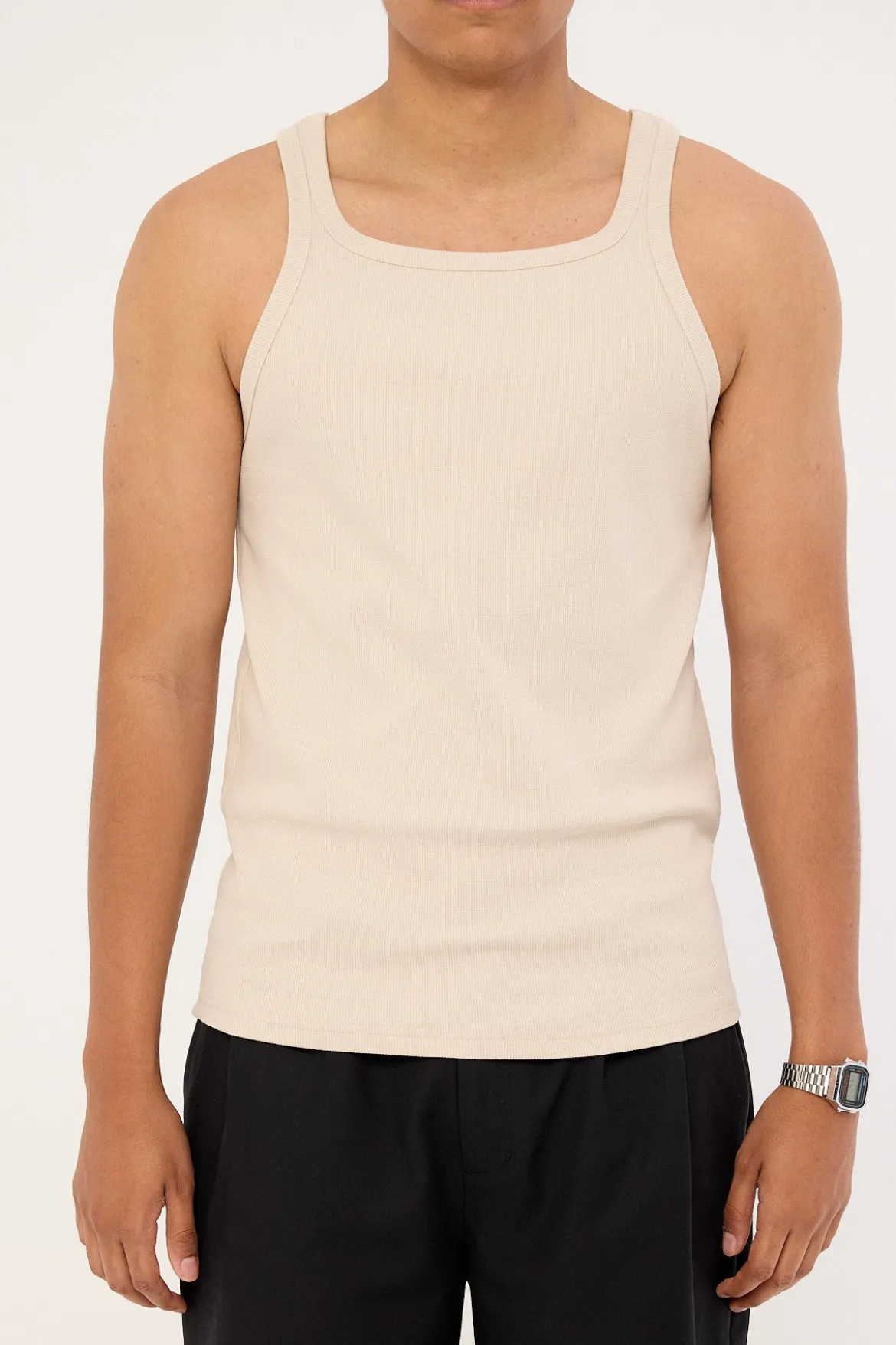 Square Neck Singlet Tank Sand