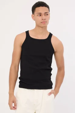 Square Neck Singlet Tank Black