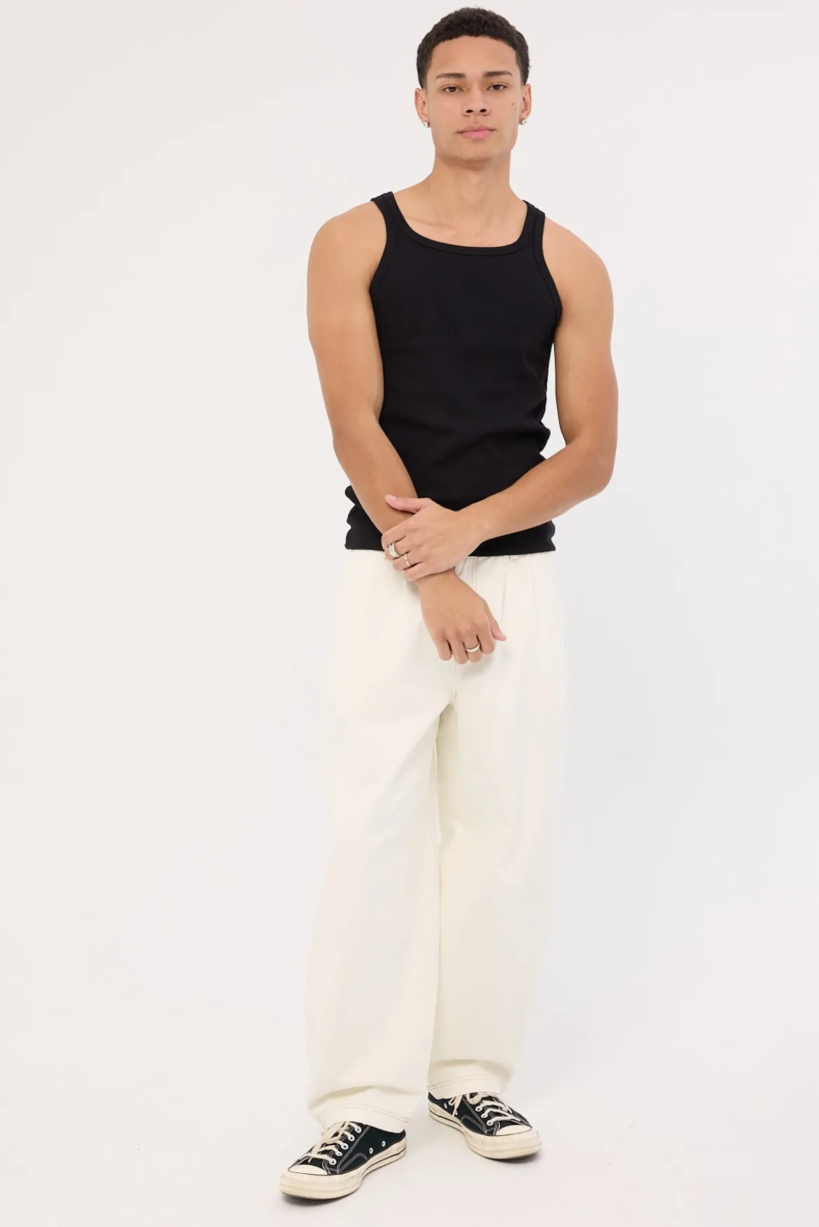 Square Neck Singlet Tank Black