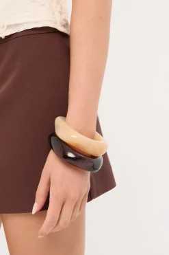 Stacked Resin Bangle 2 Pack Brown