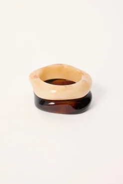 Stacked Resin Bangle 2 Pack Brown