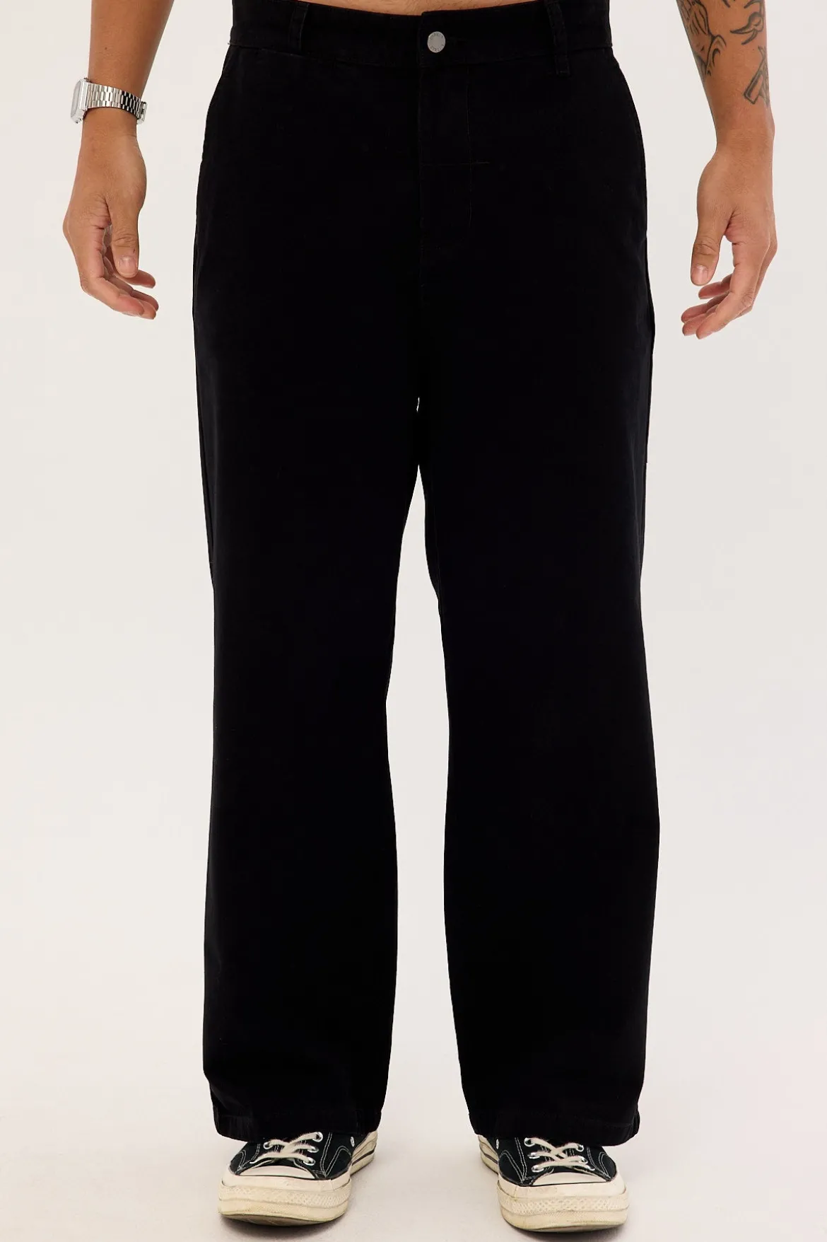 Stagger Big Slacker Cropped Pant Black