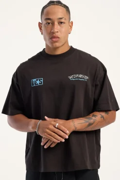 Starched Box Fit Cropped Oversize Tee Black Coffee