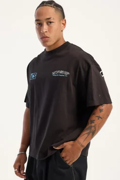 Starched Box Fit Cropped Oversize Tee Black Coffee