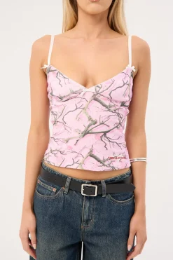 Starlit Camo Lace Ribbon Cami Pink Camo