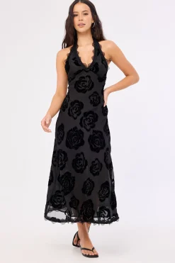 Stars Align Midi Dress Burnt Noir Rose