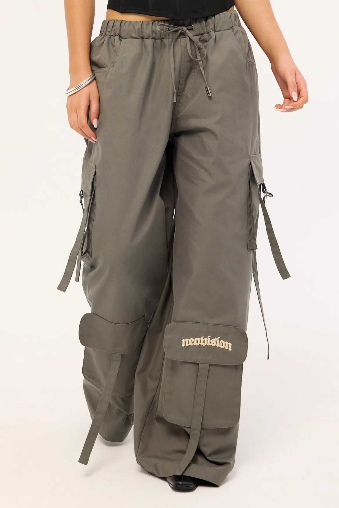 Stealth Pocket Wide Leg Cargo Pant Charcoal