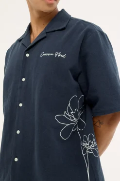 Stem Boxy Cropped Resort Shirt Navy
