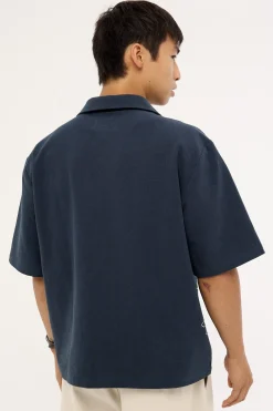 Stem Boxy Cropped Resort Shirt Navy
