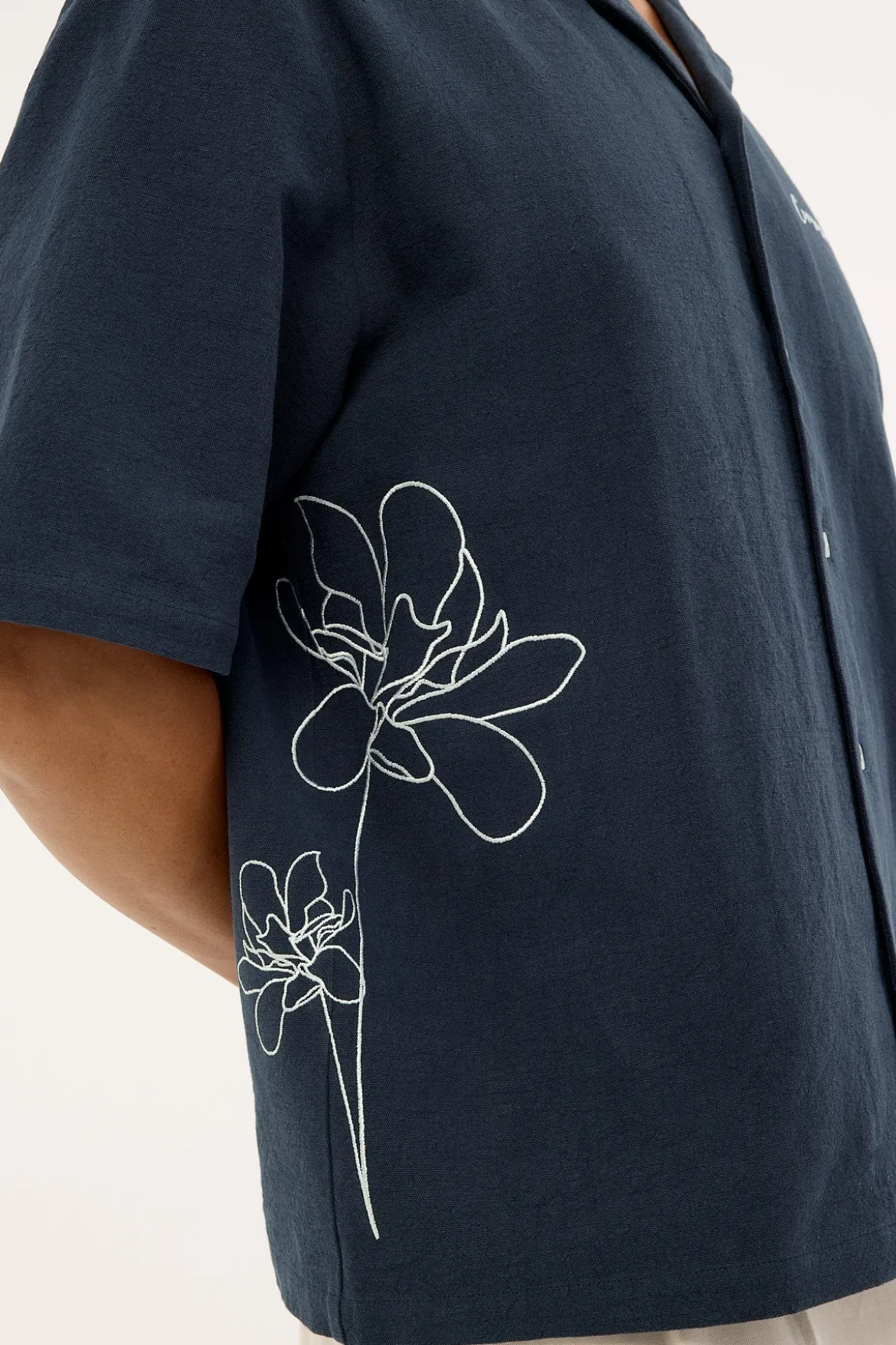 Stem Boxy Cropped Resort Shirt Navy