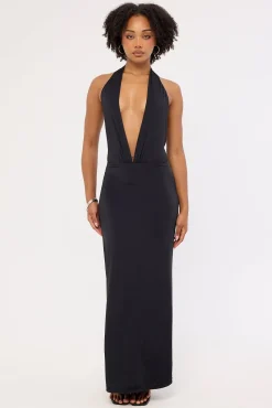 Strata Open Back Maxi Dress Black