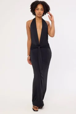 Strata Open Back Maxi Dress Black