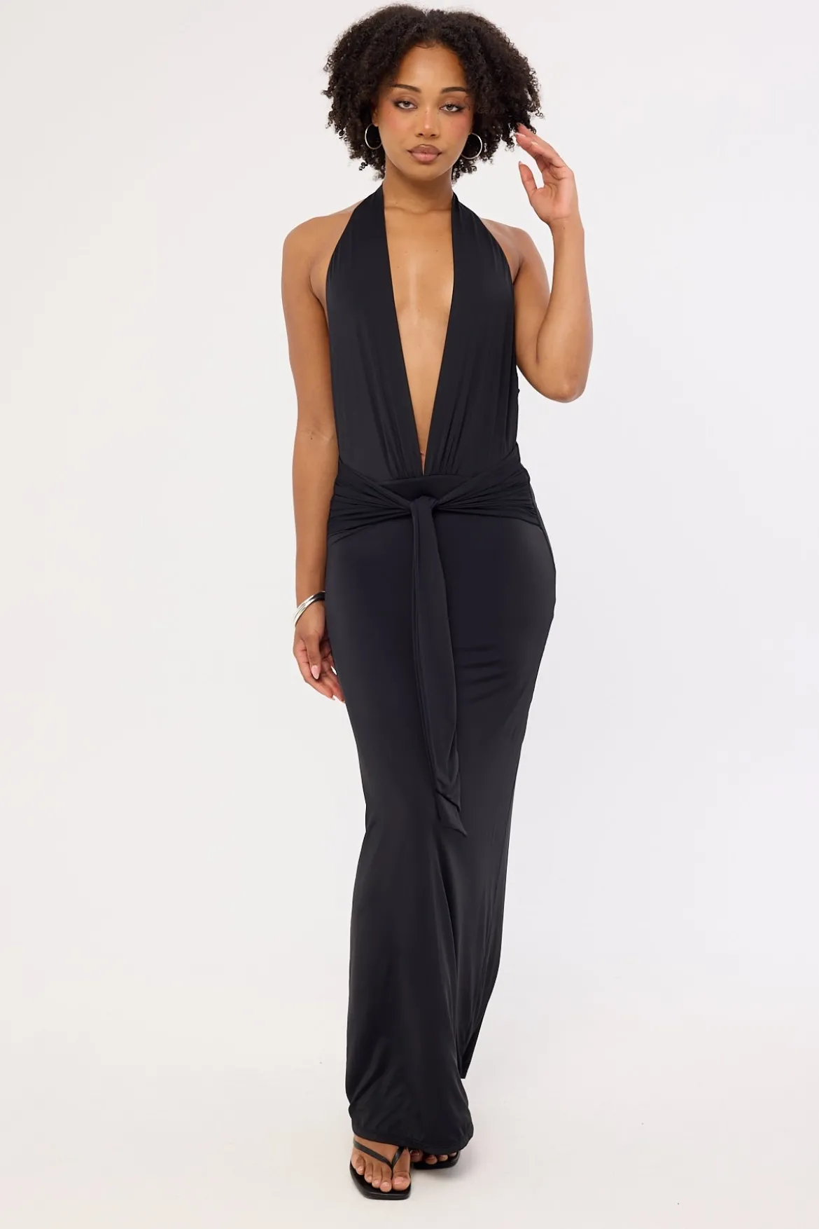 Strata Open Back Maxi Dress Black