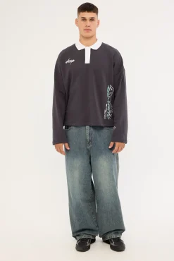 Stratus Cropped Rugby Polo Asphalt