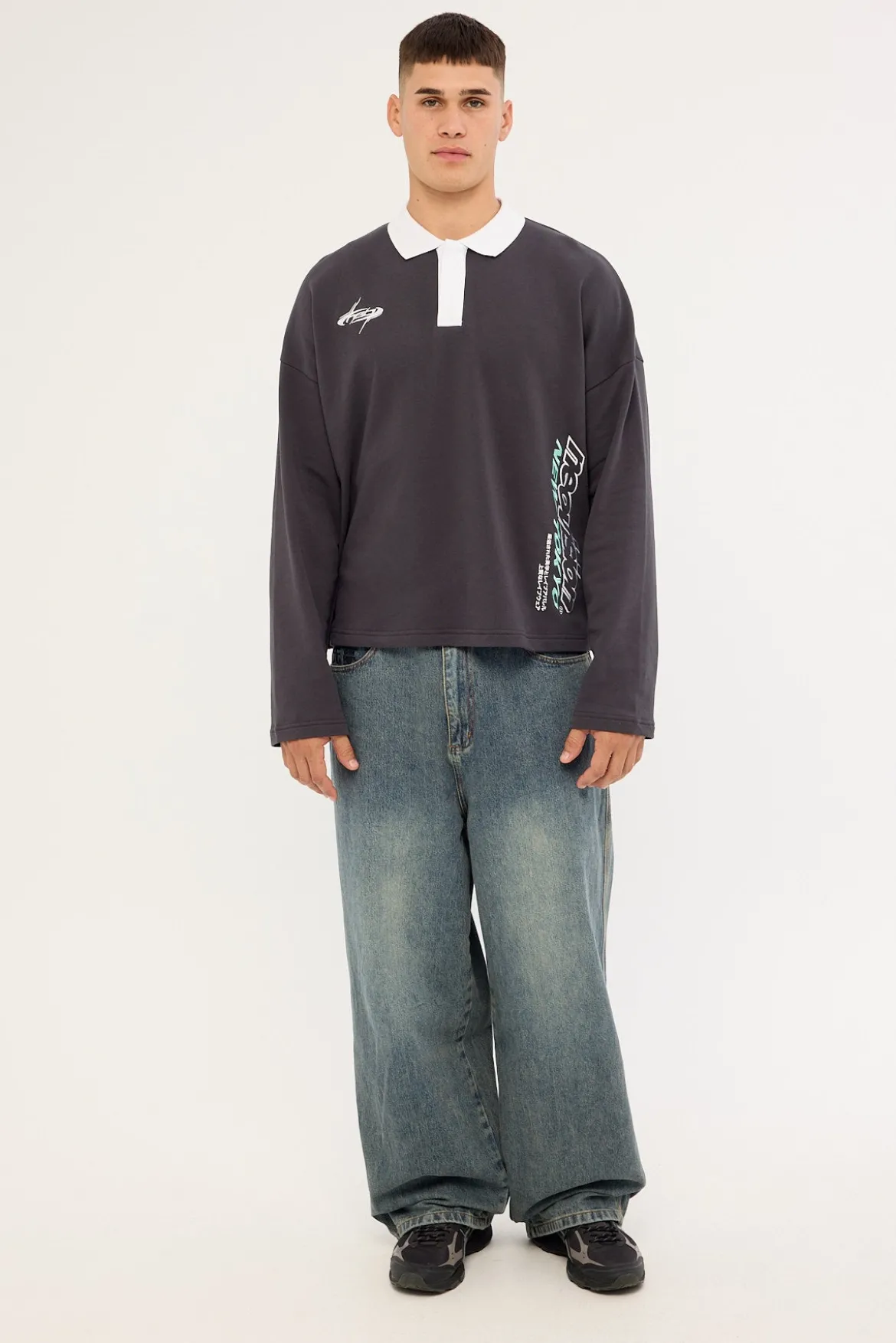 Stratus Cropped Rugby Polo Asphalt