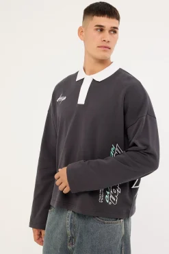 Stratus Cropped Rugby Polo Asphalt