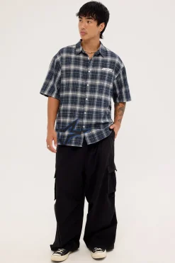 Stratus Flannel Oversize Shirt Navy Check