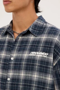 Stratus Flannel Oversize Shirt Navy Check