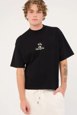 Strawberry Cropped Heavyweight Easy Tee Black