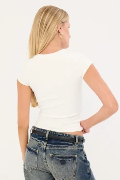 Streamline Cap Sleeve T-shirt Off White