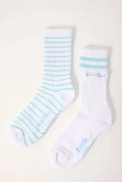 Stripe Sock 2 Pack White and Blue