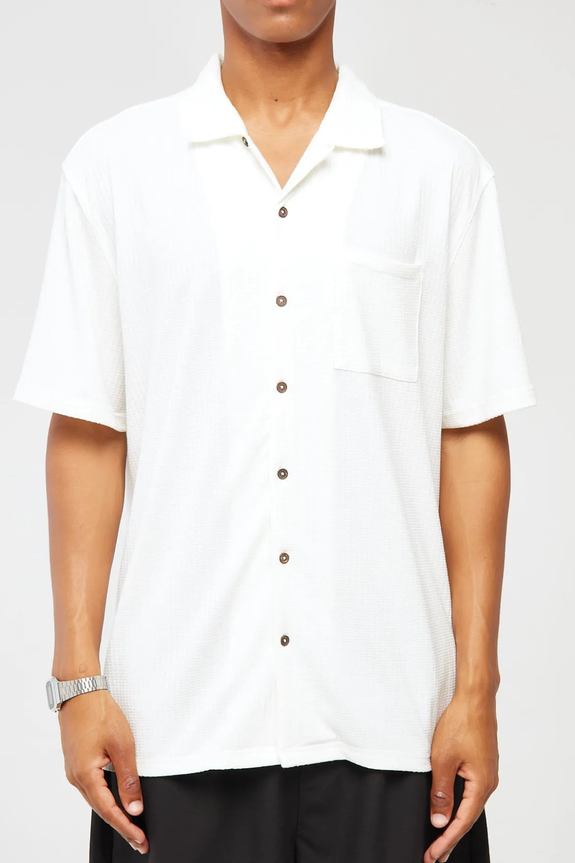 Studio Recycled Resort Collar Shirt Off White