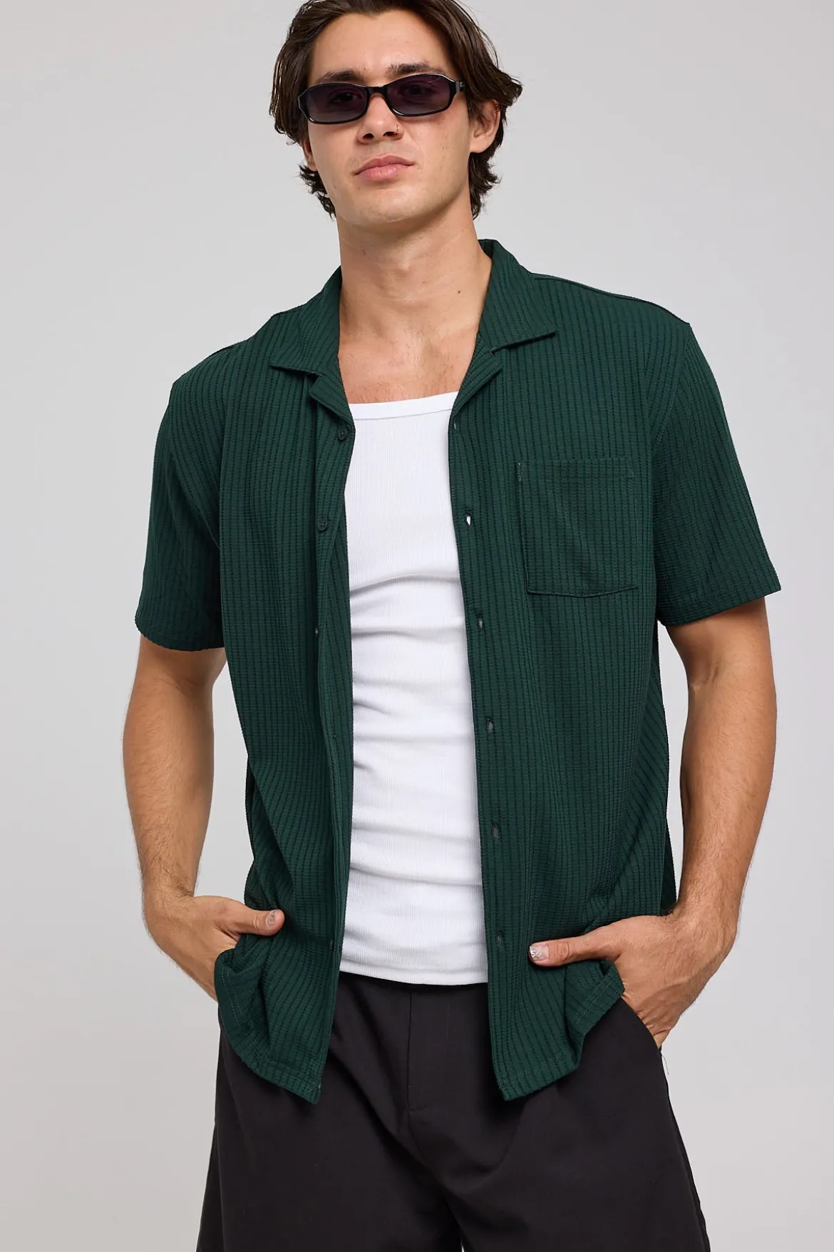 Studio Recycled Resort Shirt Dark Green
