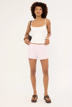 Suki Stripe Mid Rise Short Pink Stripe