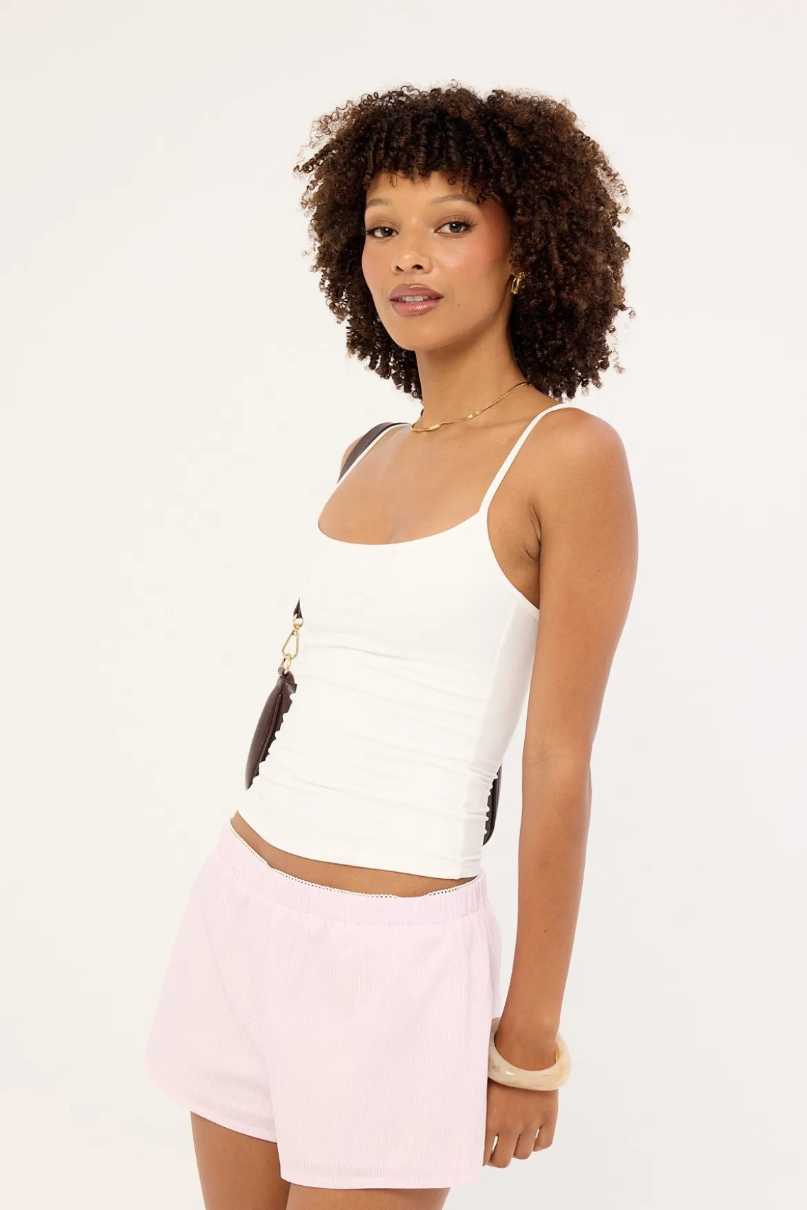 Suki Stripe Mid Rise Short Pink Stripe