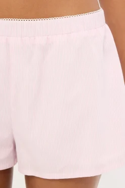 Suki Stripe Mid Rise Short Pink Stripe